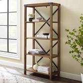 64" Farmhouse Metal Bookcase in Rustic Oak